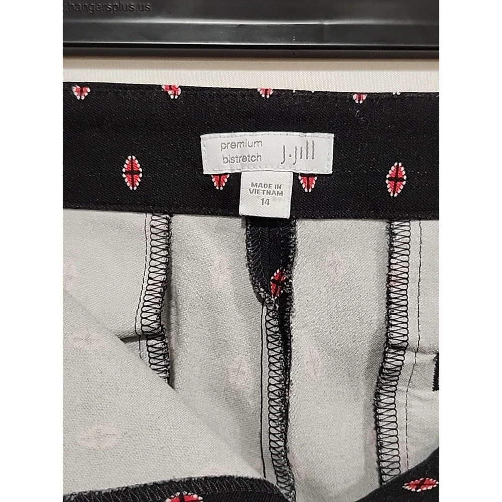 J. Jill Premium Bi Stretch Black Red Check Pants Womens 14, 36 Waist‎ 26 Inseam